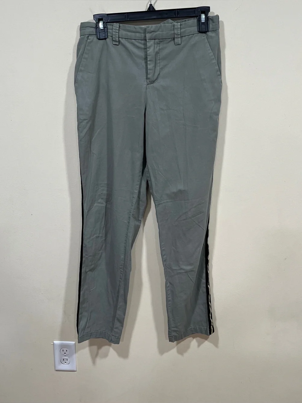 ZADIG & VOLTAIRE green  military side leg stripe Pomelo Linen Pants 38